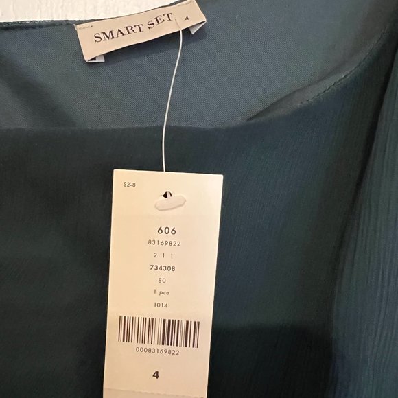 Smart Set - deep green cocktail dress with bead embroidery, one shoulder - Picture 3 of 4